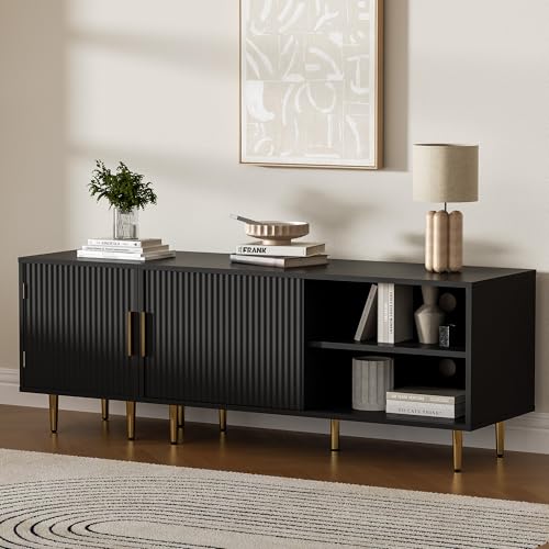 55" Combined Modern TV Stand for 55/60/65 Inch TV, Black, view 5