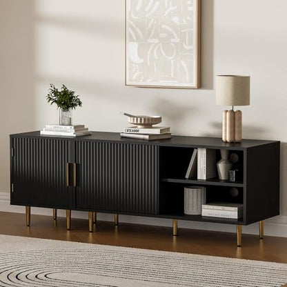 55" Combined Modern TV Stand for 55/60/65 Inch TV, Black, view 5
