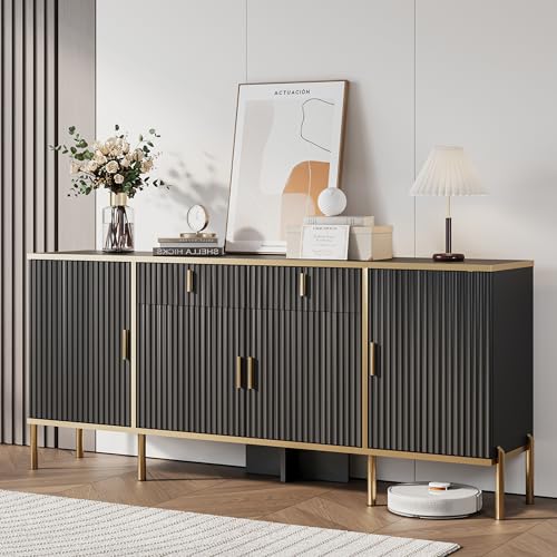 60" Fluted Buffet Cabinet with Storage, view 2