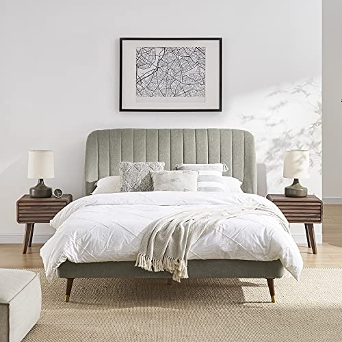 Ensley Mid Century Modern Side Table, Small Accent Tables for Living Room, Mid Century Modern Night Stand, Bedside Tables, Wood Nightstands for Bedroom (Walnut, Set of 2)