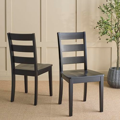SAFAVIEH Home Collection - Silio Black Wood Ladder Back Dining Chair Set of 2, Classic Farmhouse Style Seating (DCH9213C-SET2)