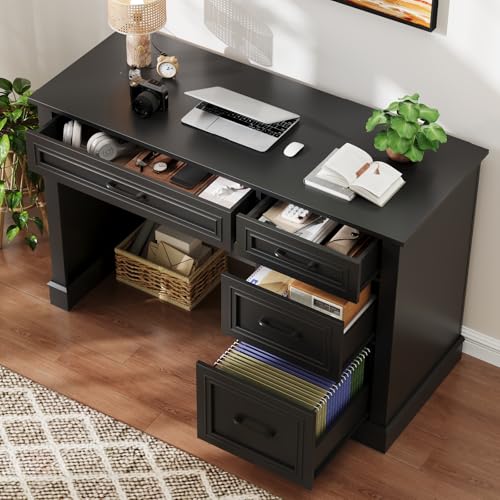 Farmhouse 47" Executive Desk with File Drawer, Computer Desk with 4 Drawers, view 5