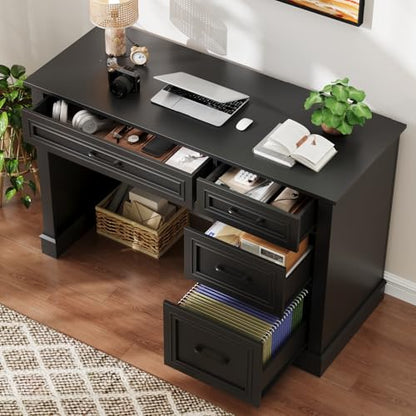 Farmhouse 47" Executive Desk with File Drawer, Computer Desk with 4 Drawers, view 5