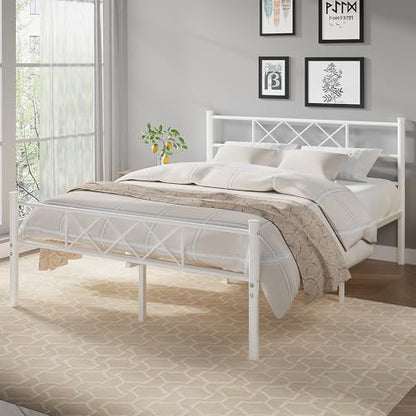 Full Size Bed Frame with Headboard, Heavy Duty Bedframe with Strong Metal Slats, view 4