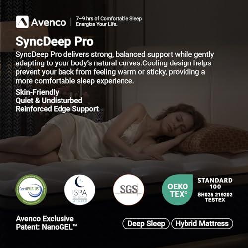 SyncDeep Queen Mattress 12 Inch, Firm Hybrid Cooling, Lumbar Support, view 3