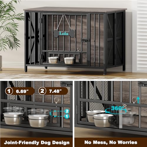 Foldable Dog Crate Furniture, 41.3" Dog Crates for Medium/Large Dogs, view 7