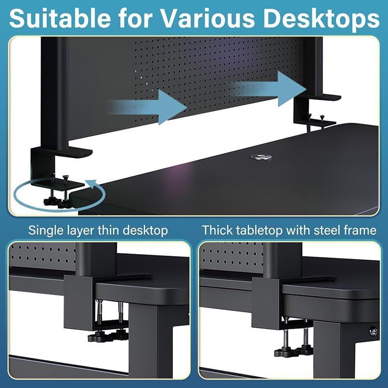 Clamp On Desk Pegboard Shelf - Metal Desktop Organizer Hutch with 2 Shelves, view 5