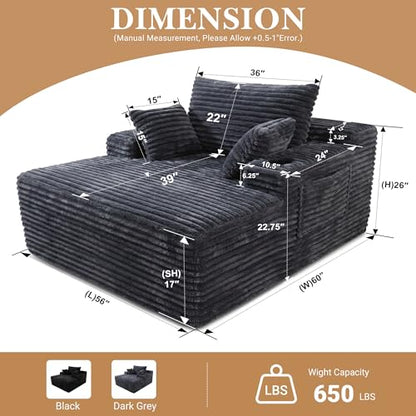 Oversized Boneless Chair, Chaise Lounge Chair Indoor, Dark Gray, view 3