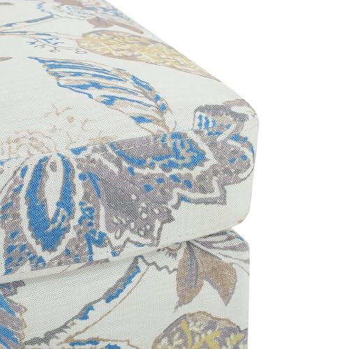 Spield Indoor Ottoman Footrest, Wooden Ottoman Foot Stool, Modern Coffee Table, Floral Print