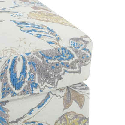 Spield Indoor Ottoman Footrest, Wooden Ottoman Foot Stool, Modern Coffee Table, Floral Print