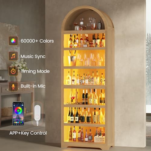 79.4" Tall Arched Cabinet, Bookcase with Storage, view 5