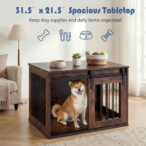 Farmhouse Wooden Dog Crate Furniture, view 7