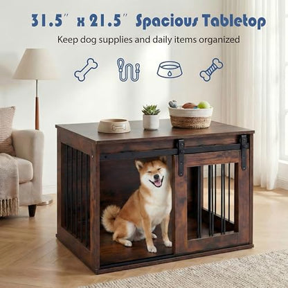 Farmhouse Wooden Dog Crate Furniture, view 7