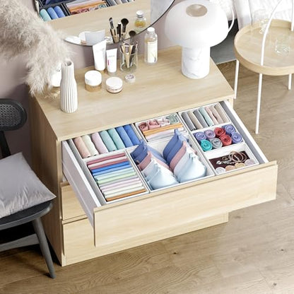 Drawer Organizer Clothes Set of 12 White-Grey, Dresser Organizer For Nursery, view 6