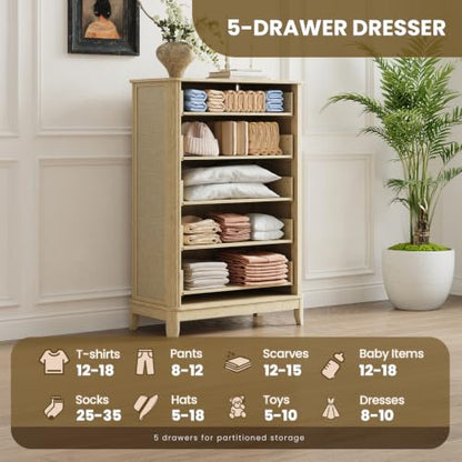 5 Drawer Dresser for Bedroom, view 5