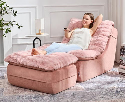 Small Couch Sofa Chaise Lounge Chair Recliner Chair with Footrest, view 2