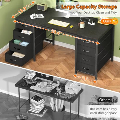 50 Inch Computer Desk with 8 Drawers for Home Office, Bedroom, Living Room, view 6