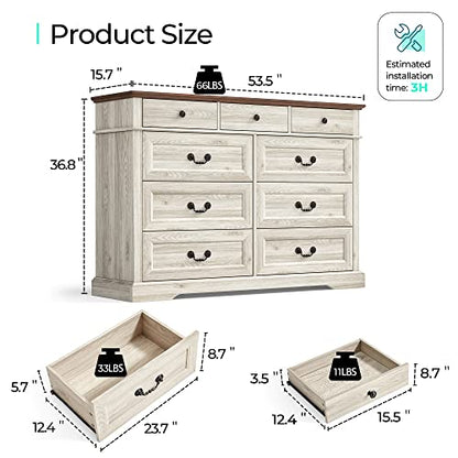 9 Drawers Dresser for Bedroom, Wood Bedroom Chest of Drawers, view 3