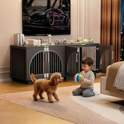 Wooden Dog Crate Furniture End Table, view 4