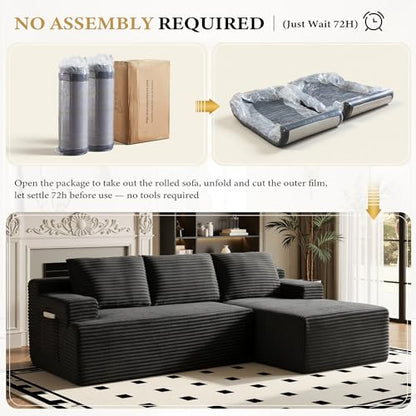 96" Sectional Couches for Living Room Cloud Couch Sofa with L-Shape Upholstered Boneless Couchs Modern Modular Sectional Couch with Chaise