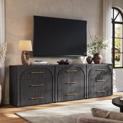 Buffet Cabinet with 3 Drawers, 31.5'' W Arched Storage Cabinet, view 4