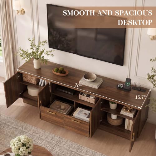 65" TV Stand for TV up to 75 Inch, Entertainment Center with Lights, view 6