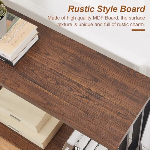 Sofa Console Table, 70.9" Extra Long Sofa Table with 2-Tier Storage, Industrial Narrow Console Tables Behind Couch, Hallway Table for Entryway, Living Room, Rustic Brown
