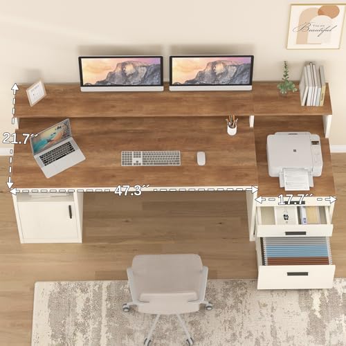 65" Computer Desk with 3 Drawers & Printer Shelf for Home Office, view 5