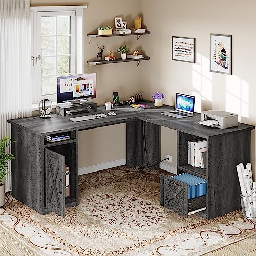 L Shaped Desk with Power Outlets, view 6