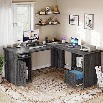 L Shaped Desk with Power Outlets, view 6
