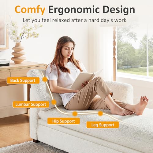 Oversized 70.47'' Chaise Lounge Chair with Storage, Boucle White, view 6