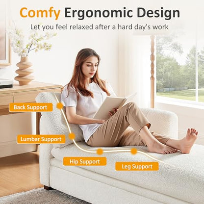 Oversized 70.47'' Chaise Lounge Chair with Storage, Boucle White, view 6