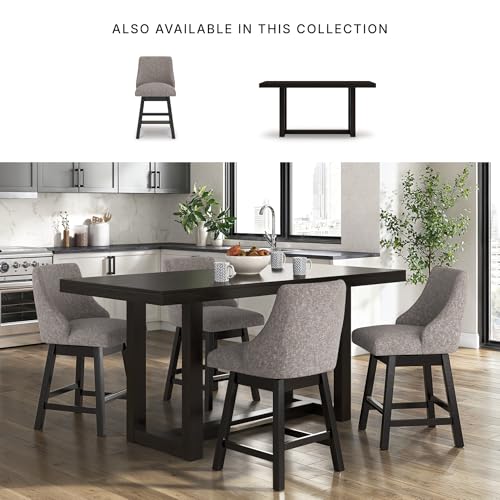 Signature Design by Ashley Neymorton Modern Counter Height Dining Table with Trestle Base, Thick Top Profile, Mango Veneer, Dark Brown Finish, Seats 4