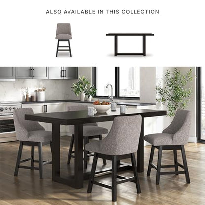 Signature Design by Ashley Neymorton Modern Counter Height Dining Table with Trestle Base, Thick Top Profile, Mango Veneer, Dark Brown Finish, Seats 4