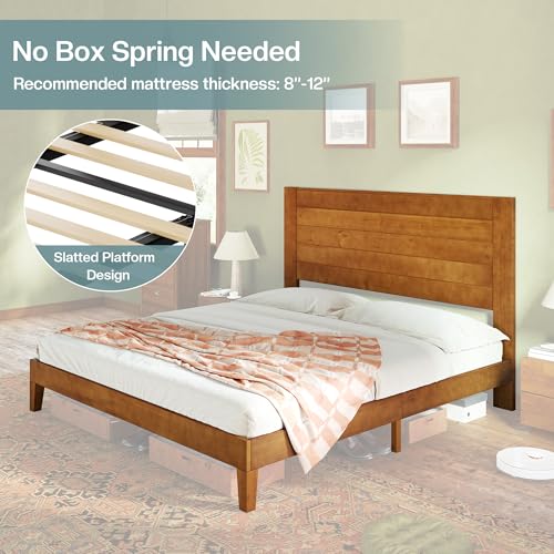 King Size Farmhouse Solid Wood Bed Frame with Storage Platform, view 7