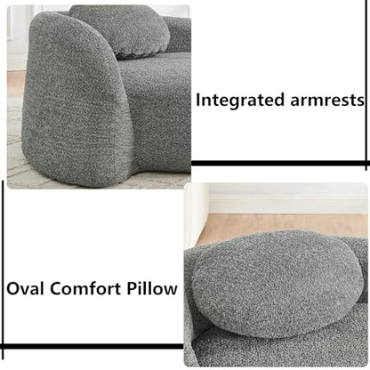 67" Oval Chaise Lounge Chair Indoor with Curved Back Pillows, view 4