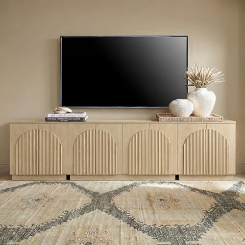 Fluted TV Stand with Arched Reeded Design Doors, view 2