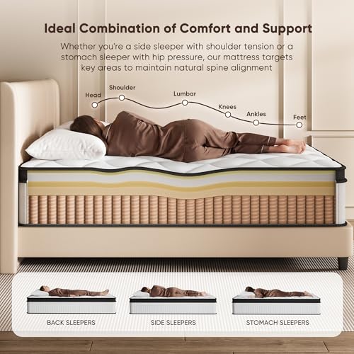 Mattress Queen Size, 12 Inch Hybrid Queen Mattress in a Box, Medium Firm, view 3
