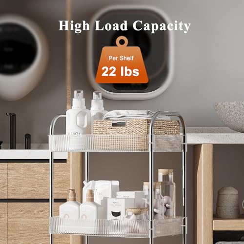 3 Tier Rolling Cart with Lockable Wheels, view 6
