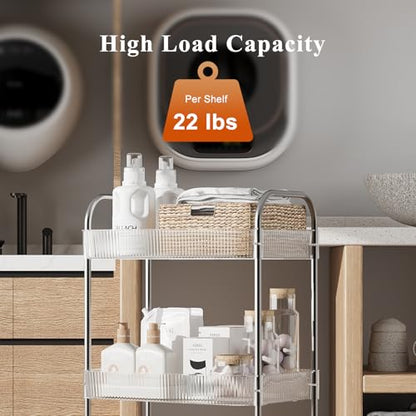 3 Tier Rolling Cart with Lockable Wheels, view 6