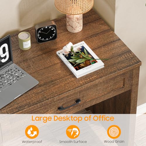 Executive Desk with 3 Storage Drawers, Red Brown, view 7
