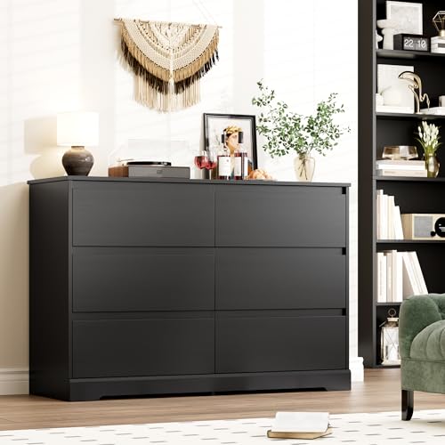 Black Dresser for Bedroom, Modern 6 Drawer Double Dresser, view 6