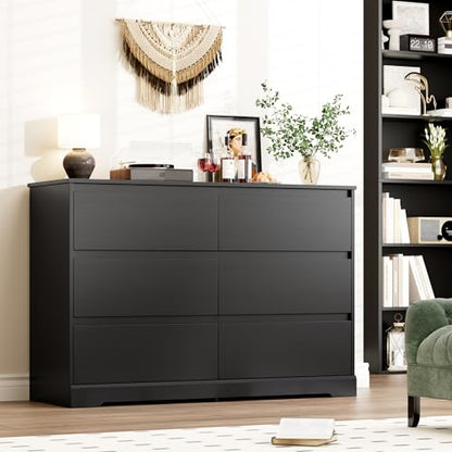 Black Dresser for Bedroom, Modern 6 Drawer Double Dresser, view 6