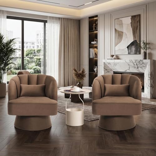 Swivel Accent Chair with Armrests, 360° Mid Century Modern Swivel Barrel Chair, view 8