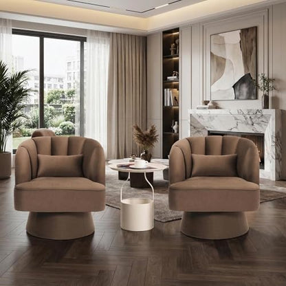 Swivel Accent Chair with Armrests, 360° Mid Century Modern Swivel Barrel Chair, view 8
