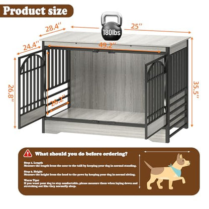 52" Dog Crate with Arched Doors, Grey, view 3