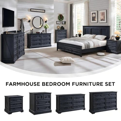 52" Wide Farmhouse 6 Drawer Dresser for Bedroom, Black, view 5