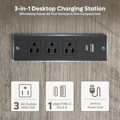 Farmhouse 63" L Shaped Desk with Hutch, Wood Computer Desk with Drawers, Charging Station, LED Light, Fluted Sliding Door Cabinet, Monitor Stand, Executive Desk for Home Office, Grey