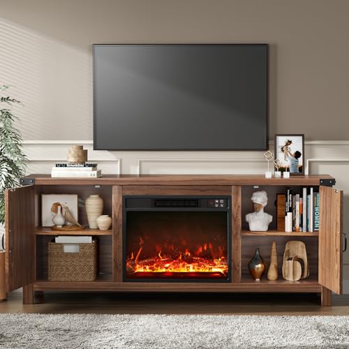 58 Inch Fireplace TV Stand for TVs up to 65 Inch, Brown, view 5