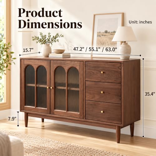 100% Solid Wood Storage Cabinet Kitchen Storage Sideboard Buffet Cabinet, view 3